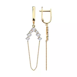 Серьги из красного золота с фианитами 028788