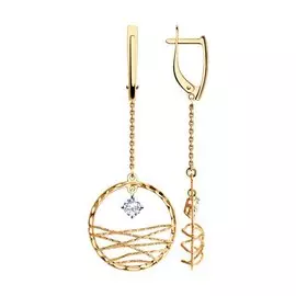 Серьги из красного золота с фианитами 028804