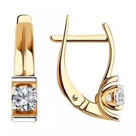 Серьги из красного золота с фианитами 028878