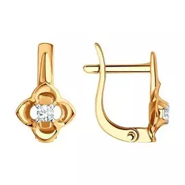 Серьги из красного золота с фианитами 029027