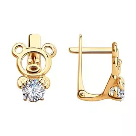 Серьги из красного золота с фианитами 029201