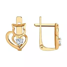 Серьги из красного золота с фианитами 029209