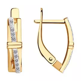Серьги из красного золота с фианитами 029245