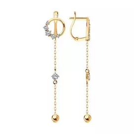 Серьги из красного золота с фианитами 029319