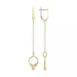 Серьги из красного золота с фианитами 029322