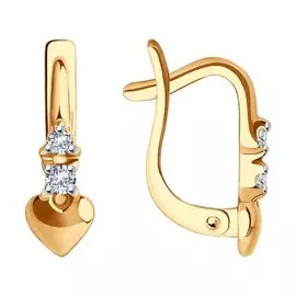 Серьги из красного золота с фианитами 029343