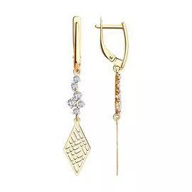 Серьги из красного золота с фианитами 029399