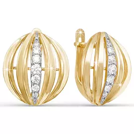 Серьги из красного золота с фианитами 122043