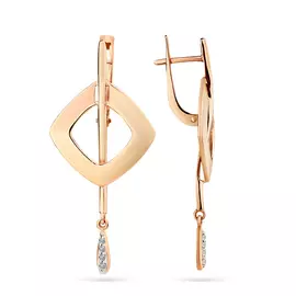 Серьги из красного золота с фианитами 2000104