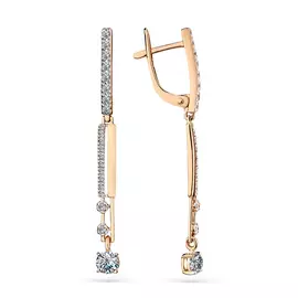 Серьги из красного золота с фианитами 2000176