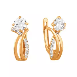 Серьги из красного золота с фианитами 21-0142-11-01