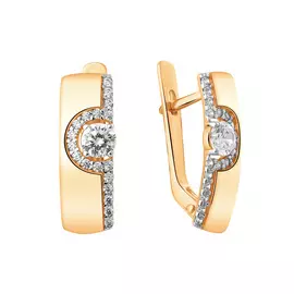 Серьги из красного золота с фианитами 21-0229-11-01