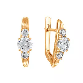 Серьги из красного золота с фианитами 21-0235-11-01