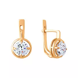 Серьги из красного золота с фианитами 21-0829-11-01