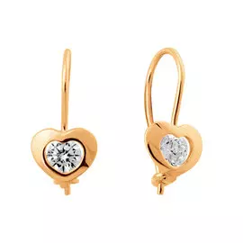 Серьги из красного золота с фианитами 21-1041-11-01