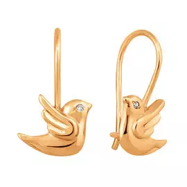 Серьги из красного золота с фианитами 21-1085-11-01