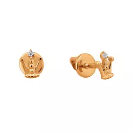 Серьги из красного золота с фианитами 21-1242-11-01