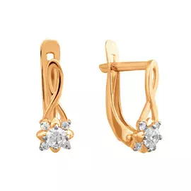 Серьги из красного золота с фианитами 21-1338-11-01