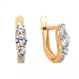 Серьги из красного золота с фианитами 21-1343-11-01