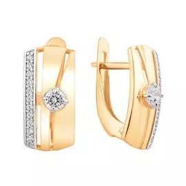 Серьги из красного золота с фианитами 21-1518-11-01