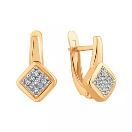 Серьги из красного золота с фианитами 21-1552-11-01