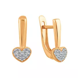 Серьги из красного золота с фианитами 21-1556-11-01