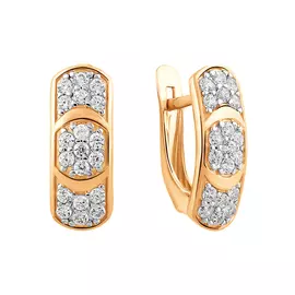 Серьги из красного золота с фианитами 21-1581-11-01