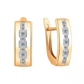Серьги из красного золота с фианитами 21-1711-11-01