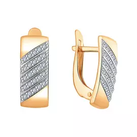 Серьги из красного золота с фианитами 21-1722-11-01