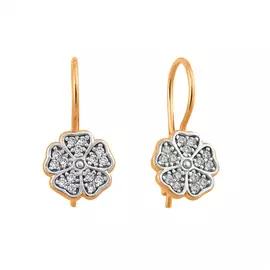 Серьги из красного золота с фианитами 21-1833-11-01