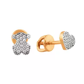 Серьги из красного золота с фианитами 21-1852-11-01