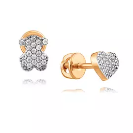 Серьги из красного золота с фианитами 21-1852-11-01