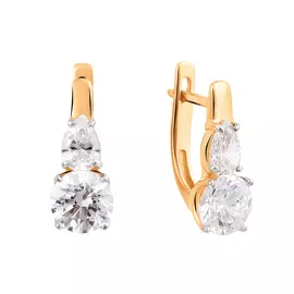 Серьги из красного золота с фианитами 21-1856-11-01