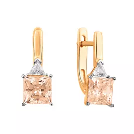 Серьги из красного золота с фианитами 21-1865-11-61