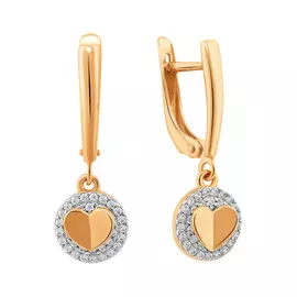 Серьги из красного золота с фианитами 21-1923-11-01