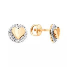 Серьги из красного золота с фианитами 21-1924-11-01