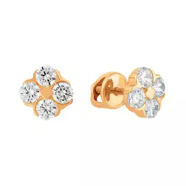 Серьги из красного золота с фианитами 21-1963-11-01