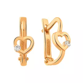 Серьги из красного золота с фианитами 21-2114-11-01