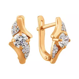 Серьги из красного золота с фианитами с родированием 21-1073-11-01