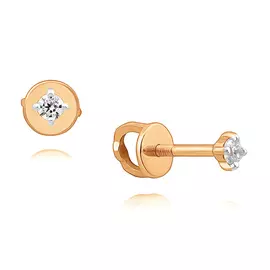 Серьги из красного золота с фианитами с родированием 21-1080-11-01