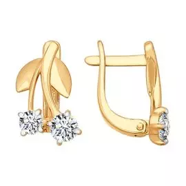 Серьги из красного золота с фианитом 026688