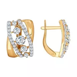 Серьги из красного золота с фианитом 026965