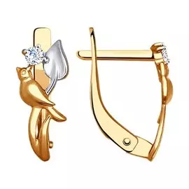 Серьги из красного золота с фианитом 027335