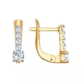 Серьги из красного золота с фианитом 027500