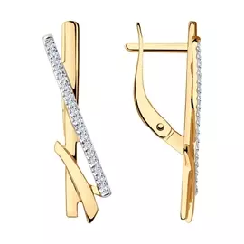 Серьги из красного золота с фианитом 028540