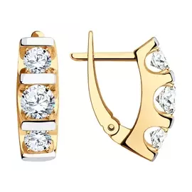 Серьги из красного золота с фианитом 028637