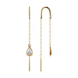 Серьги из красного золота с фианитом 028674