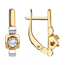 Серьги из красного золота с фианитом 028704