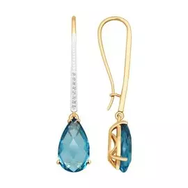 Серьги из красного золота с фианитом с ситалами и фианитами 724306