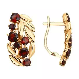 Серьги из красного золота с гранатами 725731